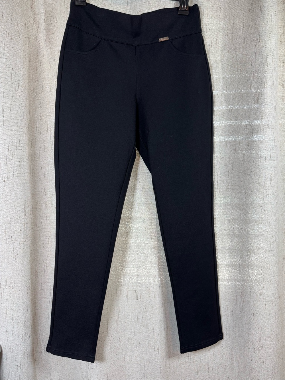 Neezeelee Black Pull On Dress Pants High Rise Slim Ankle Work Size 6